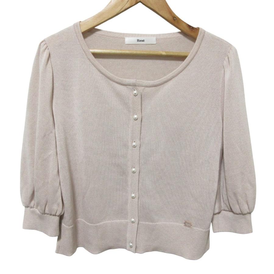 Rene（ルネ） 美品 パールボタン シルクブレンド 五分袖 ニット