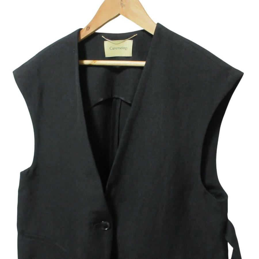 Curensology &RC　CL-10キルティングショートベスト　黒　F Curensology（カレンソロジー） 美品 ウールリネンジレ ベスト F