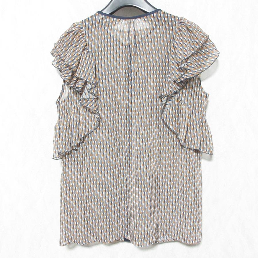 ANAYI（アナイ） 美品 ジオメトリックプリント ラッフルブラウス 38 