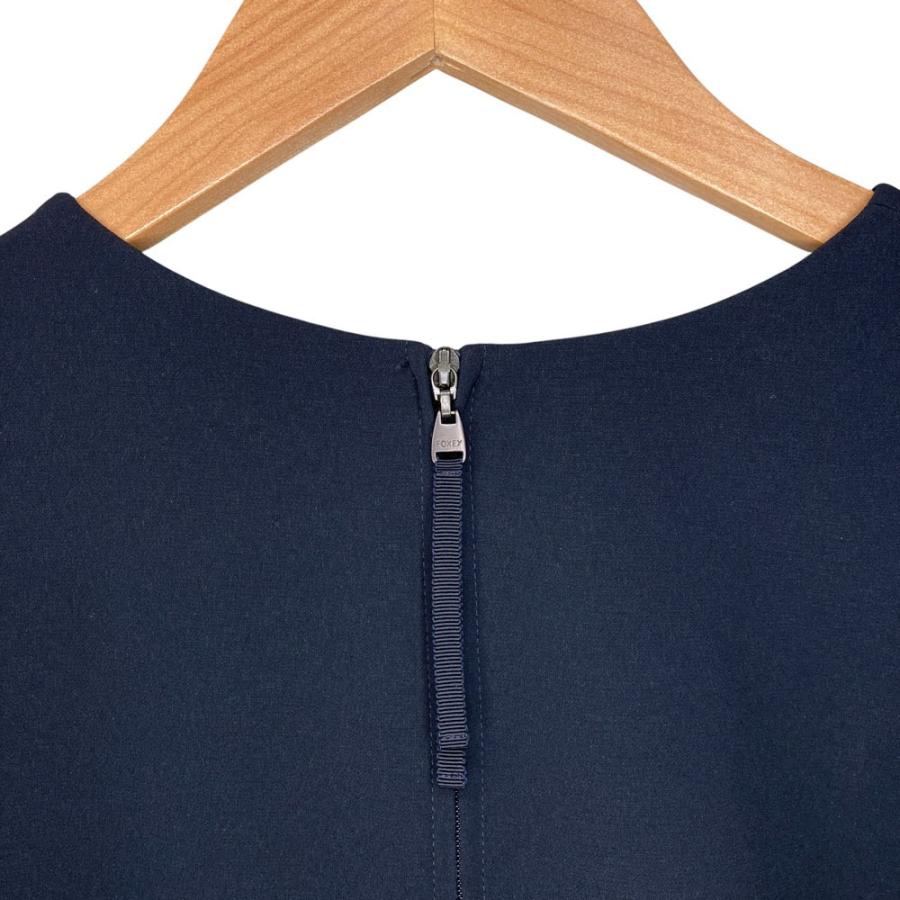 美品 フォクシー LIRIO ワンピース Aライン ミッドナイトブルー 38