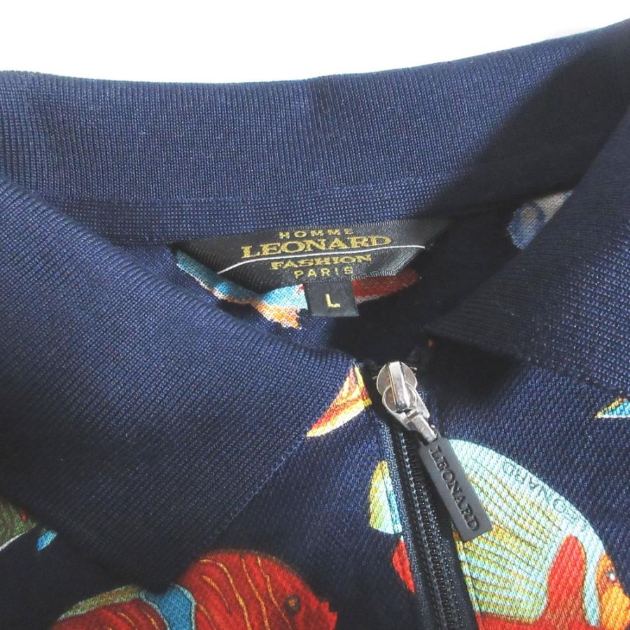 【美品】レオナールノースリーブポロシャツ LEONARD（レオナール） 美品 LEONARD HOMME レオナールオム フィッシュ