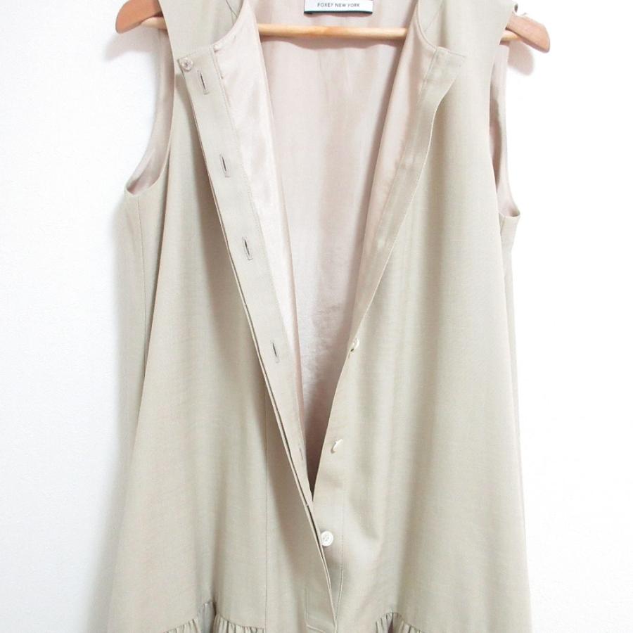 FOXEY NEW YORK ノースリーブフレアワンピース ベージュ Vネック FOXEY NEW YORK 良品 フォクシーニューヨーク Sleeveless Flare Tunic