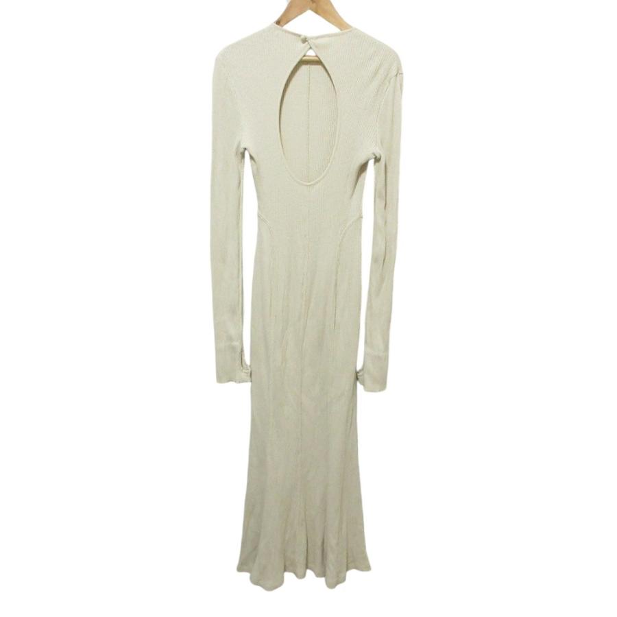 美品 マメクロゴウチ Crew Neck Open Back Ribbed Jersey Dress 