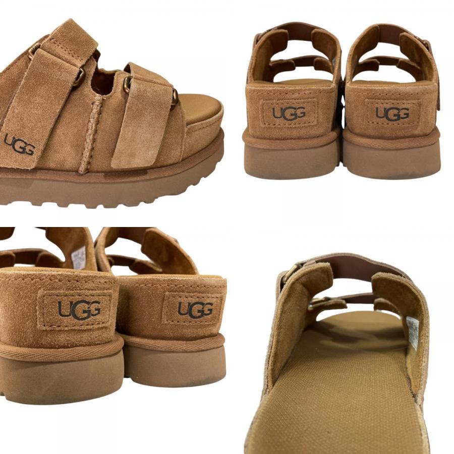 UGG アグ　サンダル　24.0　レザー　ファー　美品　キャメル　 UGG（アグ） 未使用 ゴールデンスター ハイスライド 厚底 サンダル