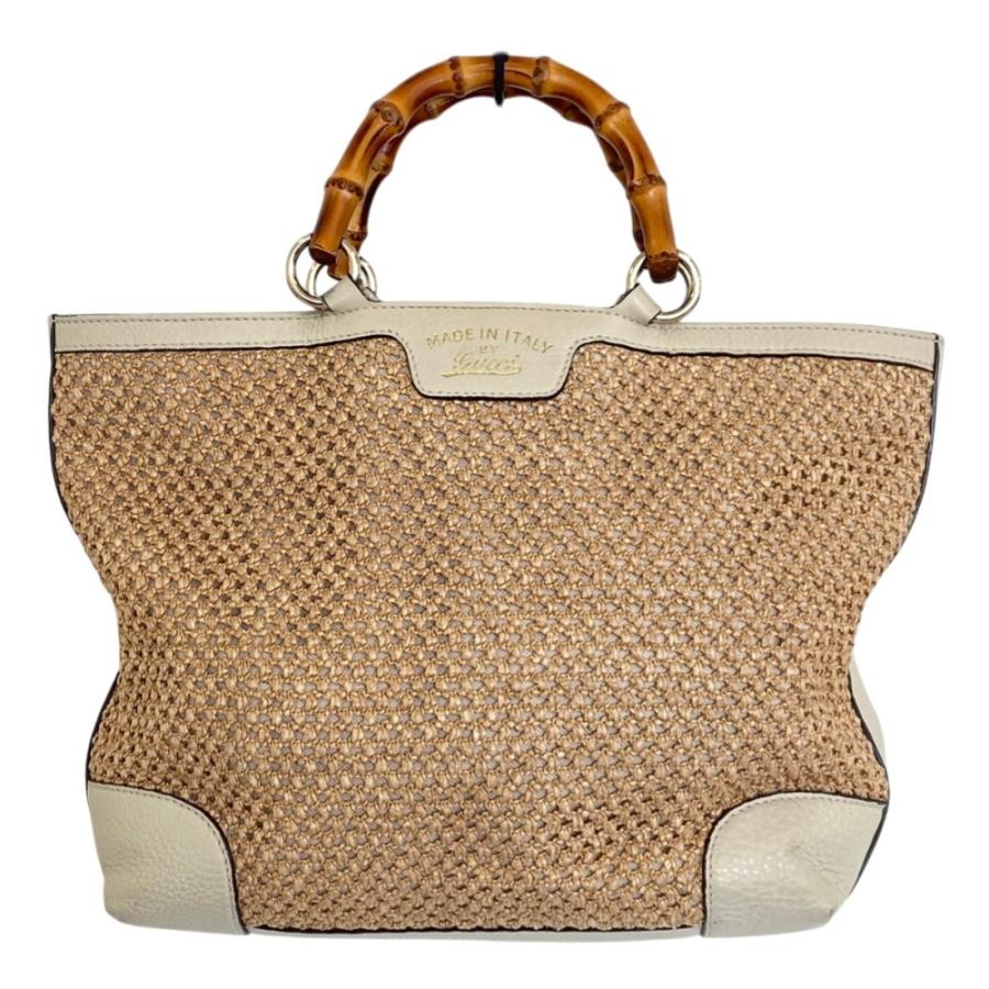 セール　GUCCI 超美品 バンブー ストローバッグ トートバッグ GUCCI（グッチ） バンブーハンドル ストロー トートバッグ 338965
