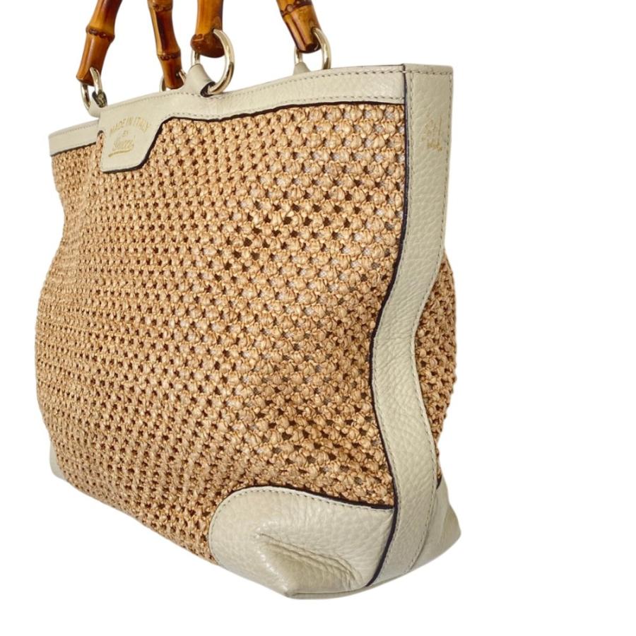 Gucci ストローかごバッグ バンブーハンドル GUCCI（グッチ） バンブーハンドル ストロー トートバッグ 338965