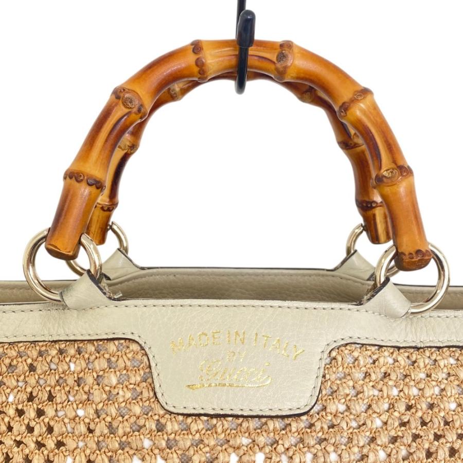 GUCCI（グッチ） バンブーハンドル ストロー トートバッグ 338965