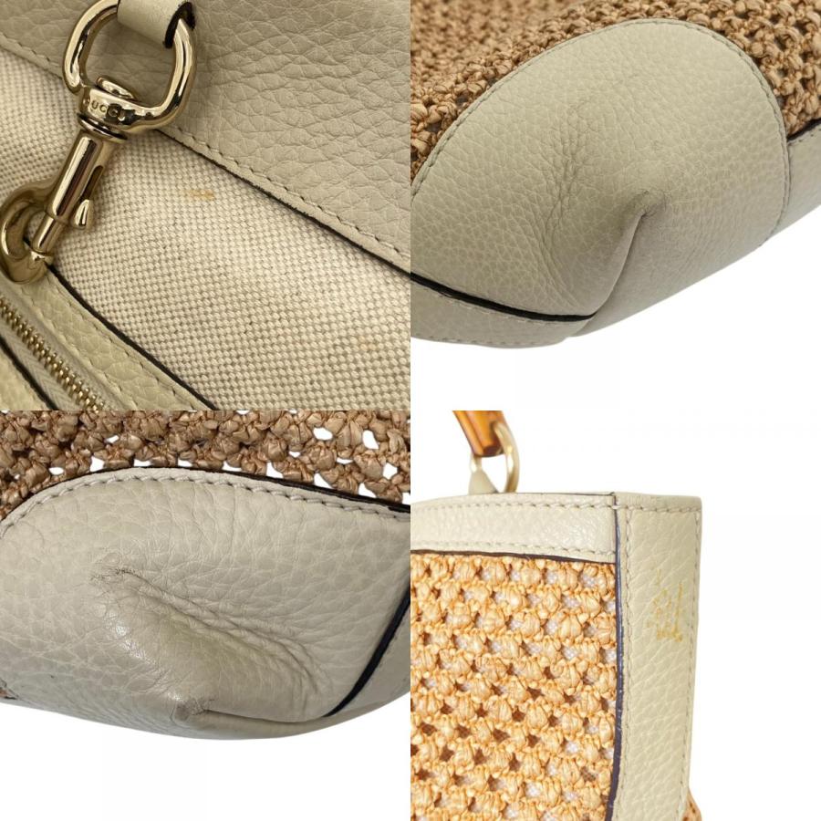 GUCCI（グッチ） バンブーハンドル ストロー トートバッグ 338965