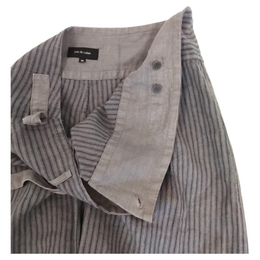 pas de calais（パドカレ） 美品 ストライプ ワイドパンツ サイズ36