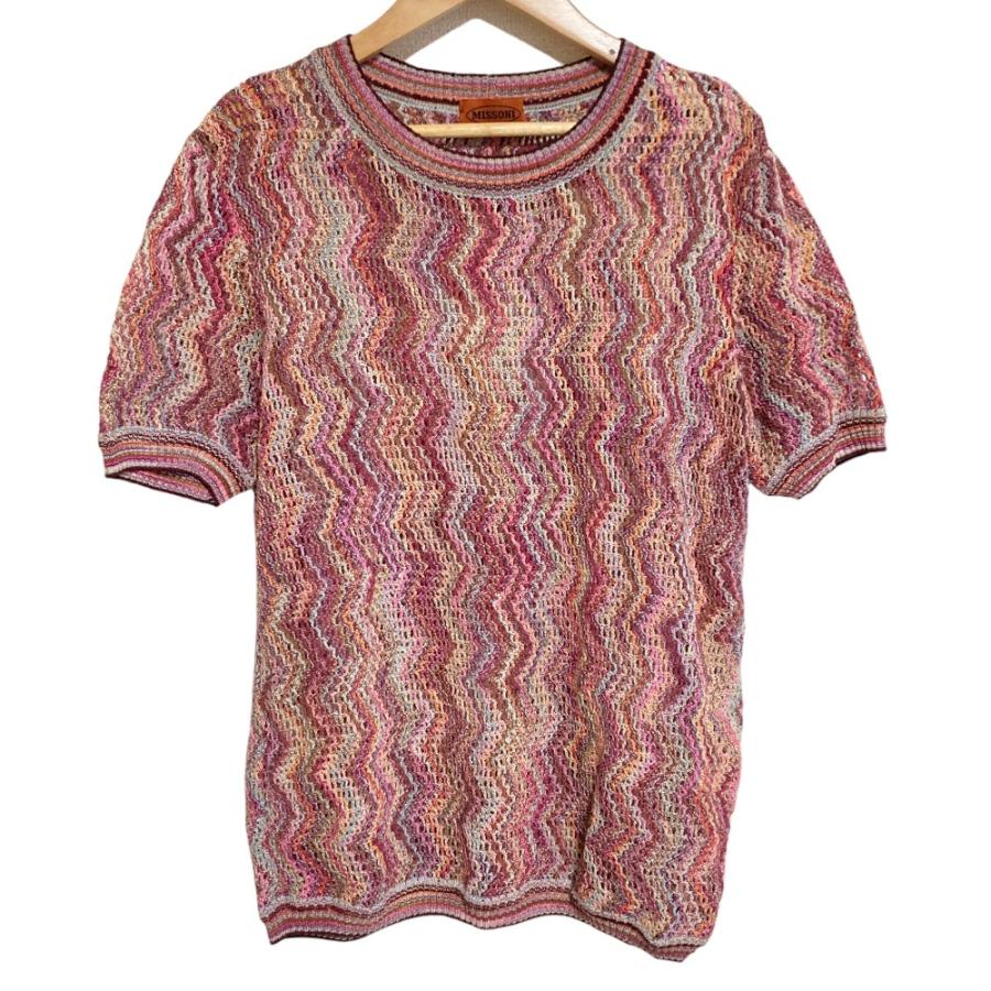 MISSONI（ミッソーニ） 美品 半袖 シェブロンストライプローゲージ 