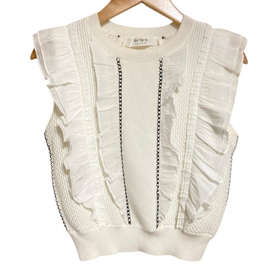 美品 Her lip to ハーリップトゥ Airy Brush Knit Top ノースリーブ 