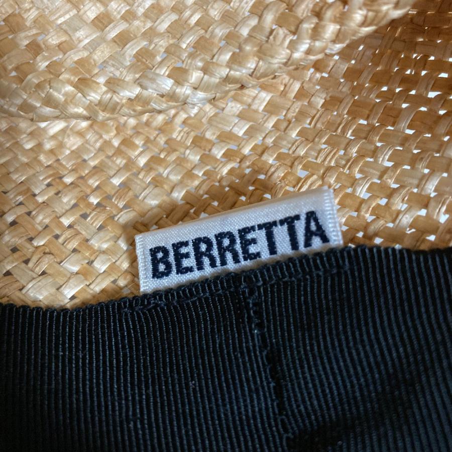 美品 BERRETTA ベルレッタ マープルミディアムブリム バオ 麦わら帽子