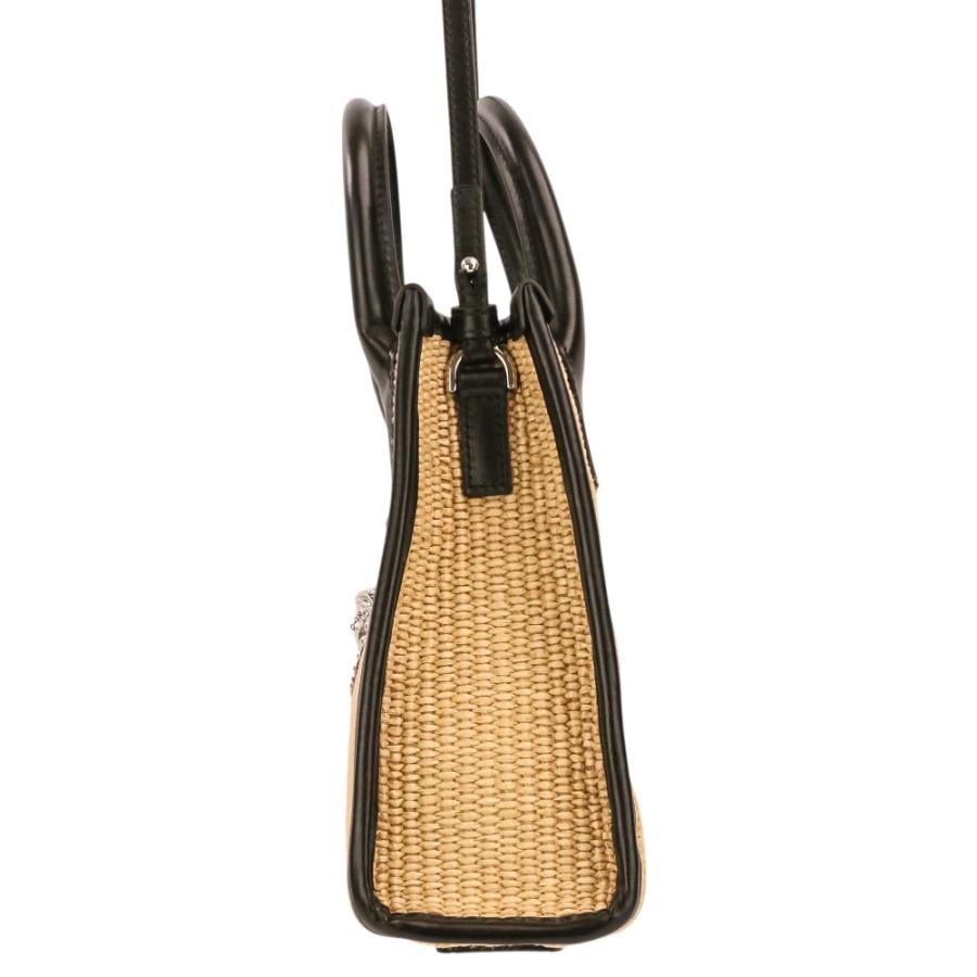 美品 Versace ヴェルサーチ スタッド ラ メデューサ 2way トートバッグ ハンドバッグ ショルダーバッグ 1A08263 ナチュラル ブラック レディース 古着 中古の画像