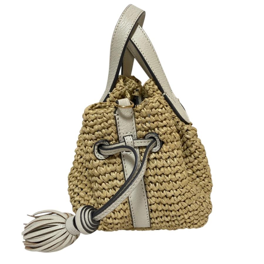 美品　アニヤハインドマーチ　ラフィア　ドローストリング　トート　ショルダーバッグ ANYA HINDMARCH（アニヤ・ハインドマーチ） 新品同様 スモール ドロー