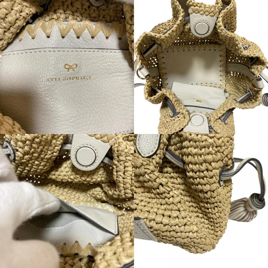 美品　アニヤハインドマーチ　ラフィア　ドローストリング　トート　ショルダーバッグ ANYA HINDMARCH（アニヤ・ハインドマーチ） 新品同様 スモール ドロー