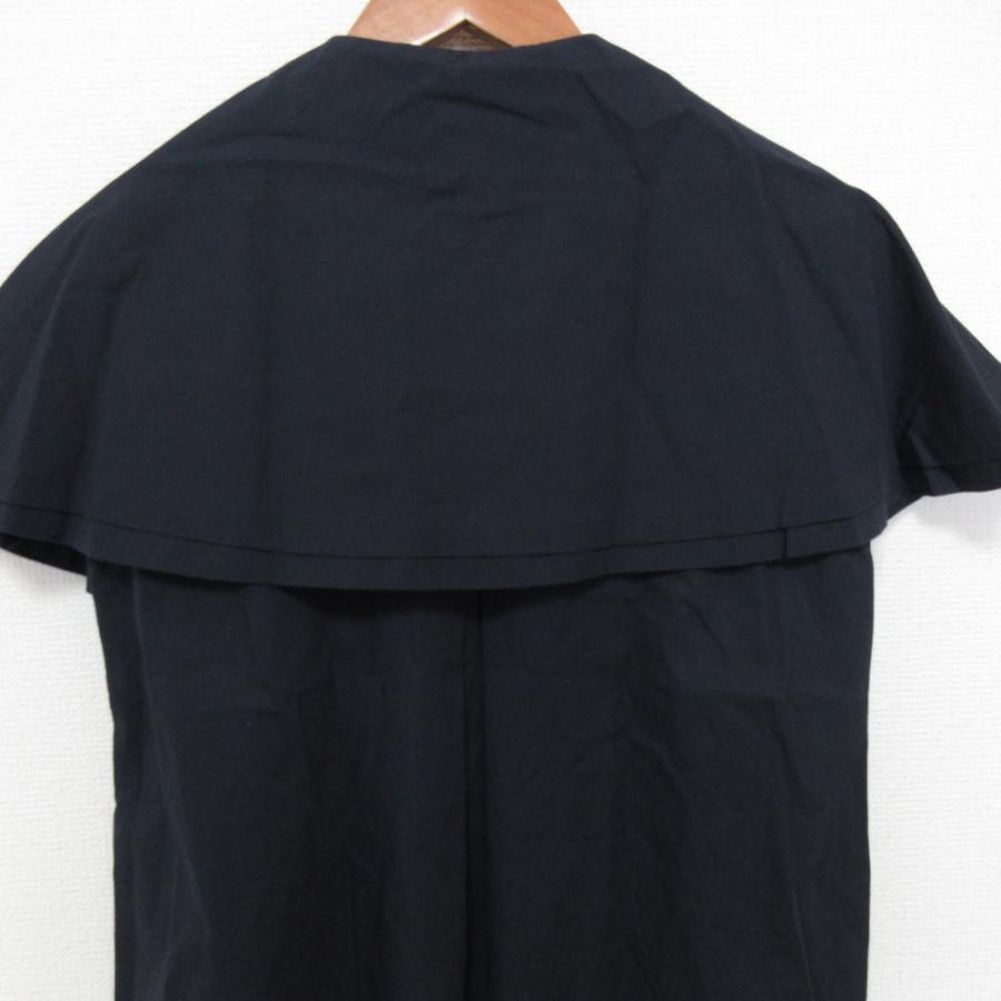 美品 Cygne シーニュ Niiina ケープブラウス シャツ ネイビー 