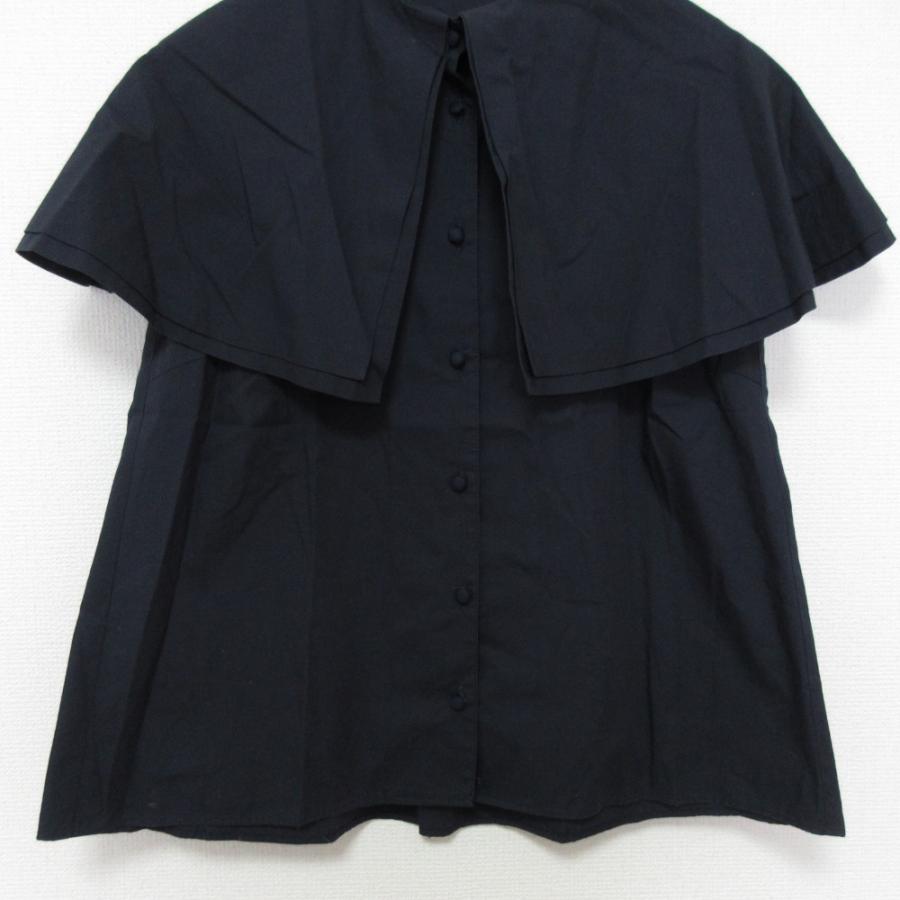 美品 Cygne シーニュ Niiina ケープブラウス シャツ ネイビー 