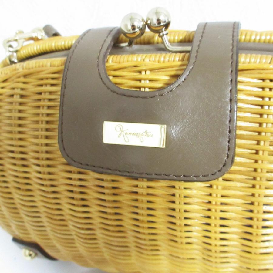 美品 GINZA Kanematsu 銀座かねまつ がま口 かごバッグ ショルダーバッグ ベージュ ブラウン レディース 古着 中古 USED 美品 GINZA Kanematsu 銀座かねまつ がま口 かごバッグ ショルダー