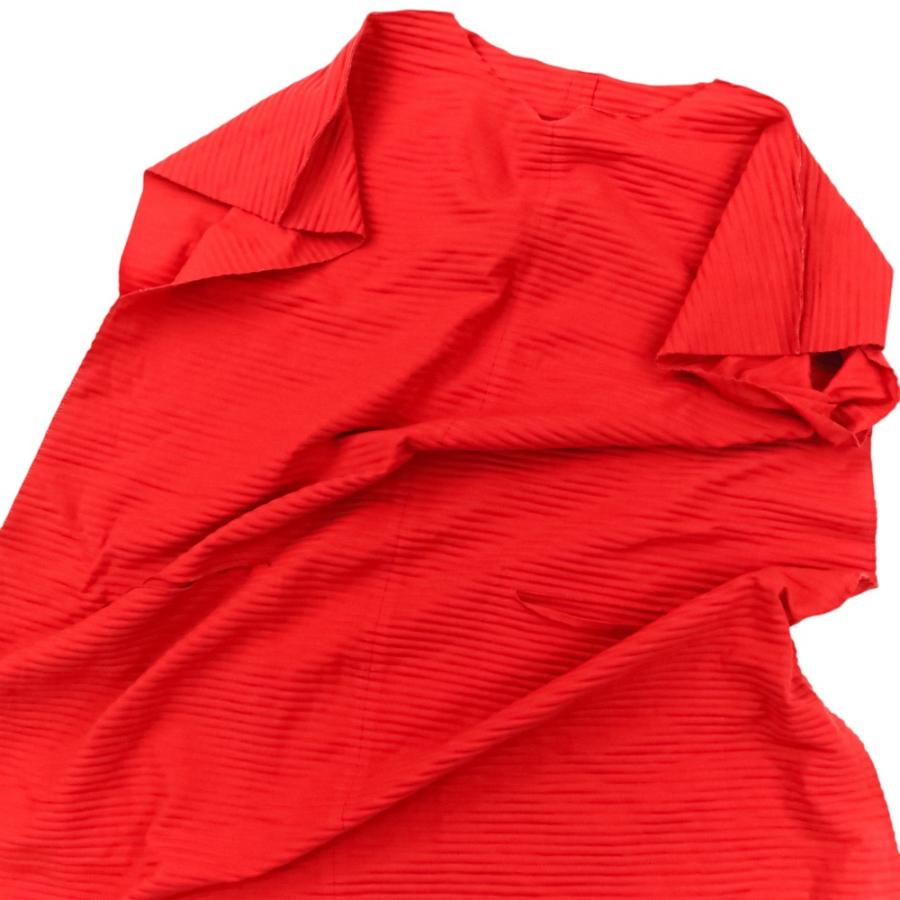 イッセイミヤケme.赤いプリーツノースリーブチュニック me ISSEY MIYAKE 美品 ミーイッセイミヤケ A-POC 横プリーツ