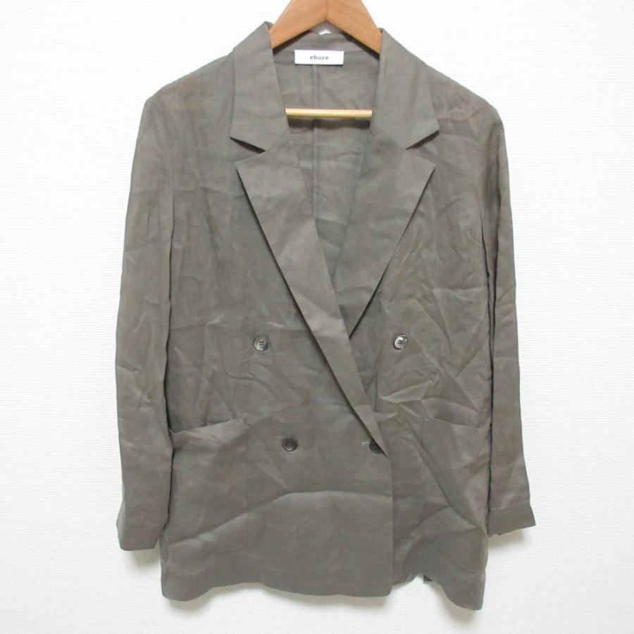 ebure 美品 エブール リネン ダブルジャケット サイズ36 グレー 