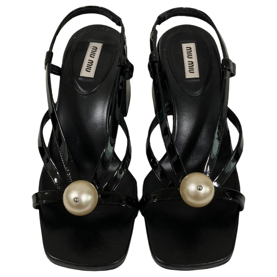 miu miu（ミュウミュウ） 美品 パールデザイン パテント レザー 