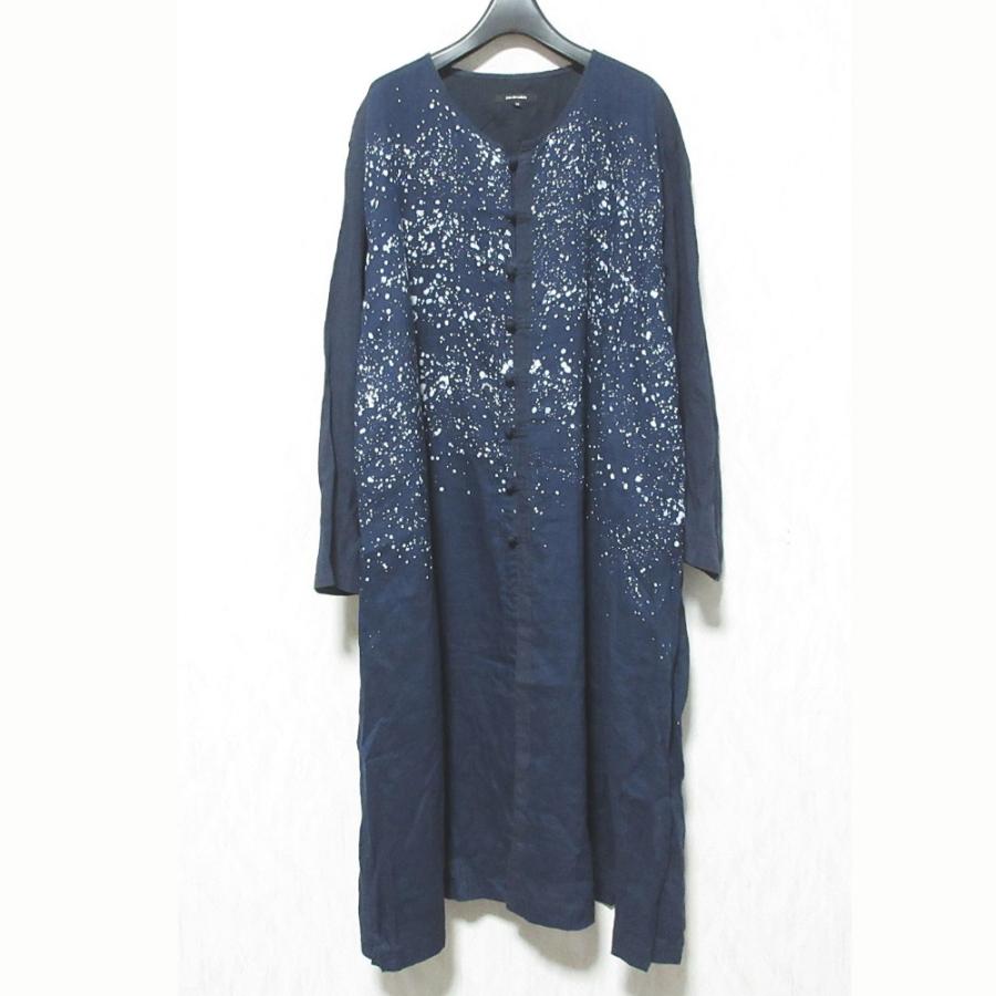 pas de calais（パドカレ） 美品 ろうけつ染め リネンワンピース 4218 