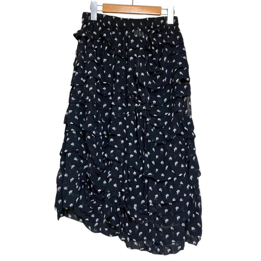 美品 トリコ コムデギャルソン ティアードスカート ドット 総柄 ブラック COMME des GARCONS 美品 コムデギャルソンコムデギャルソン コムコム
