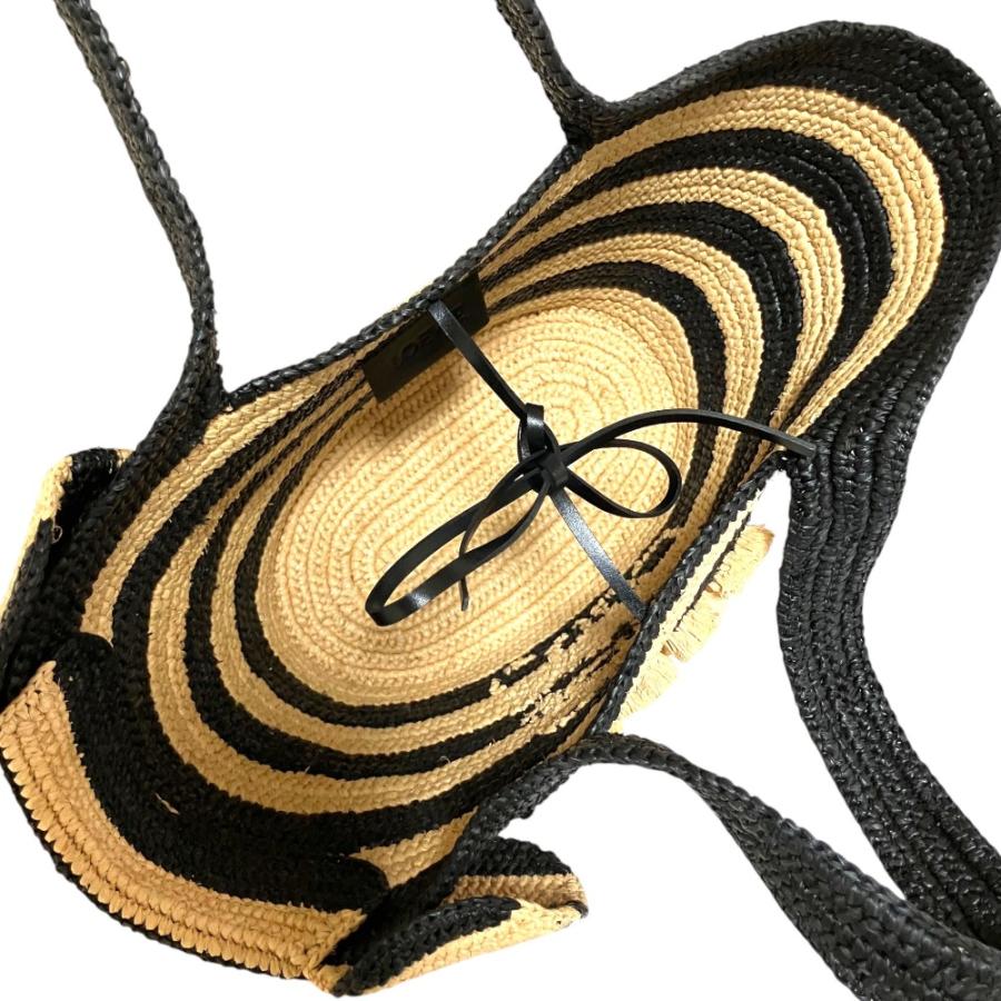 LOEWE（ロエベ） 美品 エレファント ボーダー ラフィア カゴバッグ
