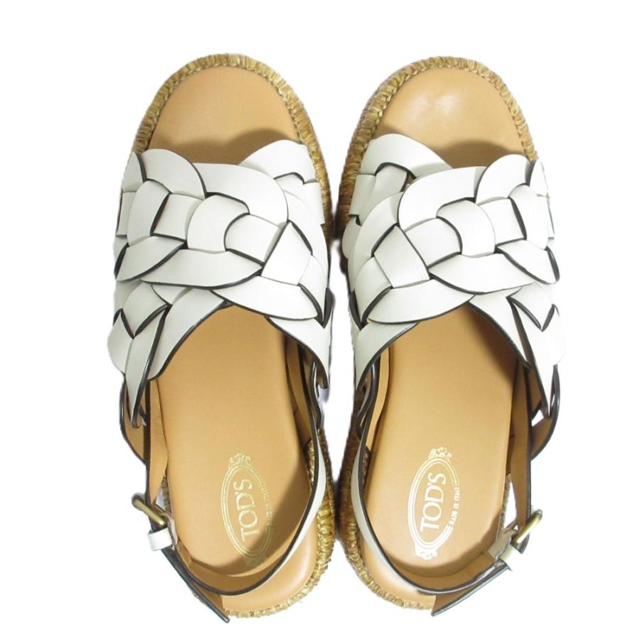 美品 TOD'S トッズ イントレチャートレザー プラットフォーム サンダル