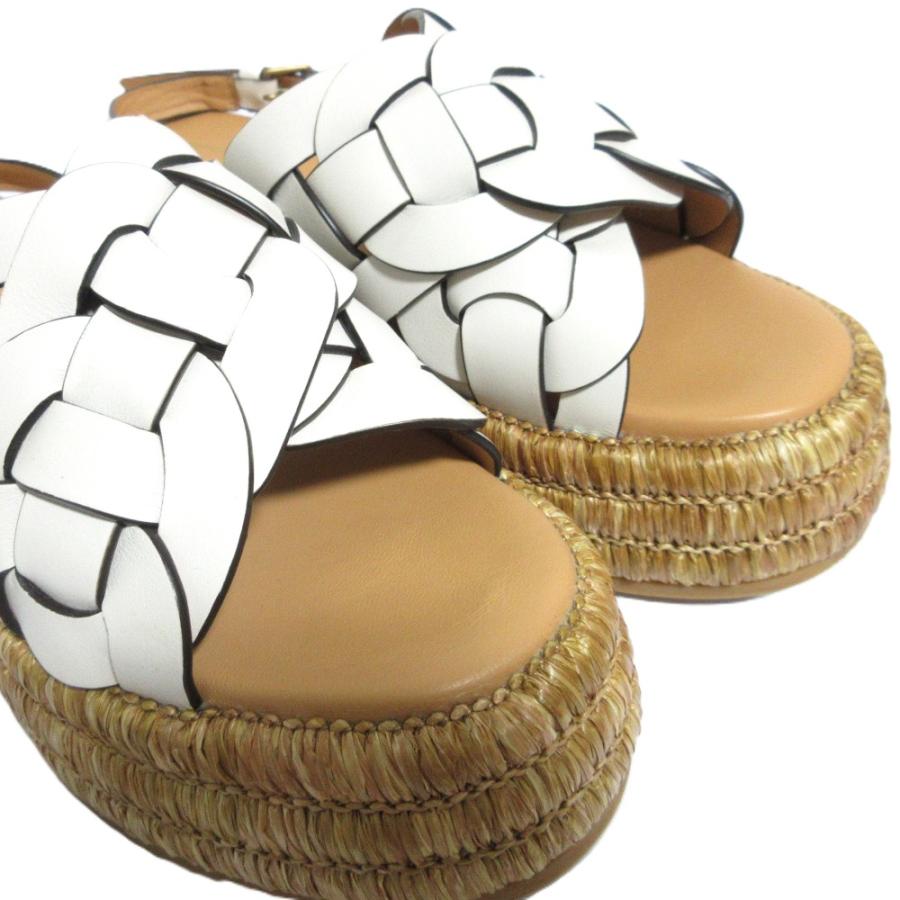 美品 TOD'S トッズ イントレチャートレザー プラットフォーム サンダル