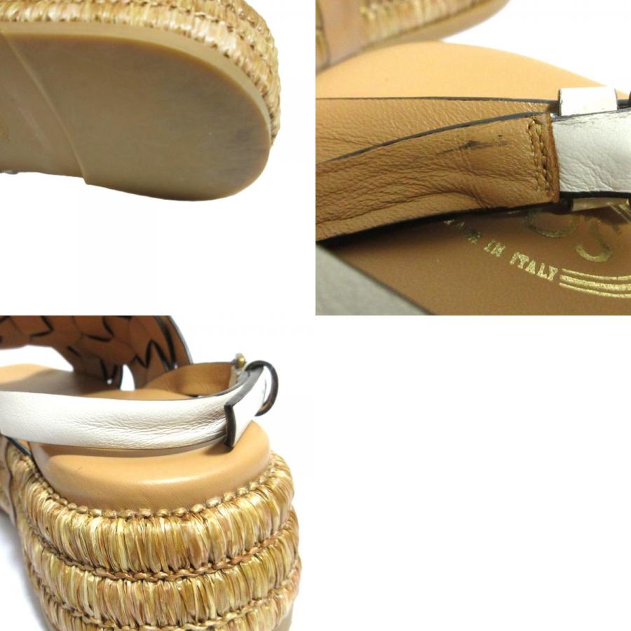 美品 TOD'S トッズ イントレチャートレザー プラットフォーム サンダル
