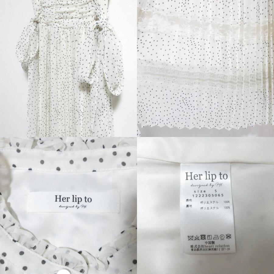 美品★Her lip to ハーリップトゥ ピンドットワンピース Aライン 未使用 Her lip to ハーリップトゥ Polka Dot Side Bow Pleated Dress