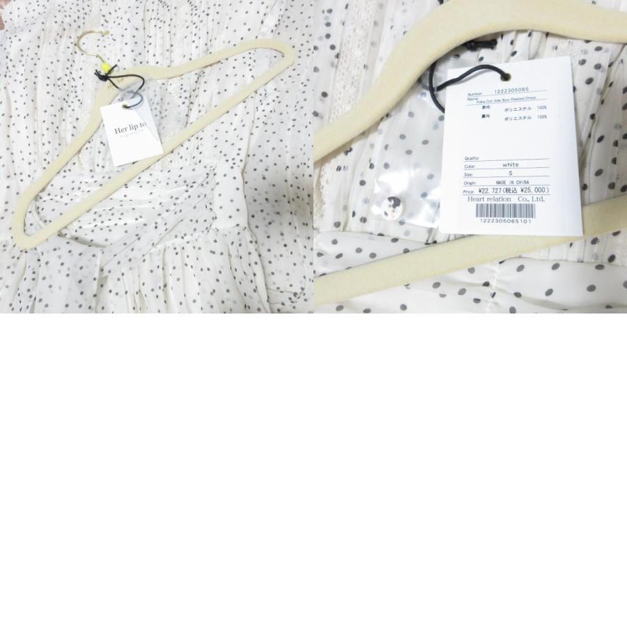 未使用 Her lip to ハーリップトゥ Polka Dot Side Bow Pleated Dress
