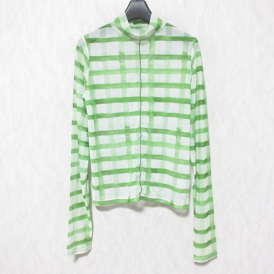 POPPY シースルーチェックタートルトップス 美品 POPPY ポピー ギンガムチェック シースルートップス ロング