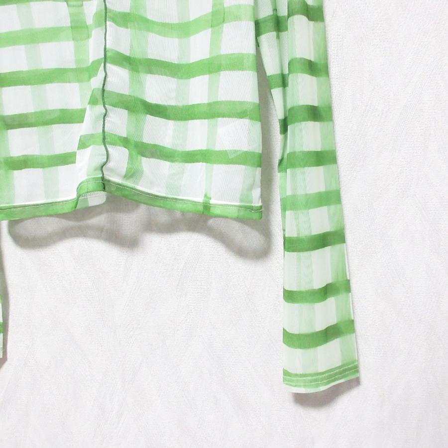美品 POPPY ポピー ギンガムチェック シースルートップス ロング