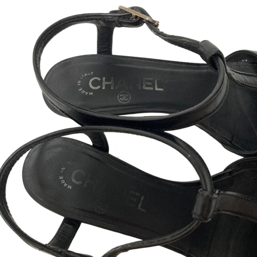CHANEL（シャネル） 良品 Tストラップ レザー ウェッジサンダル G26757