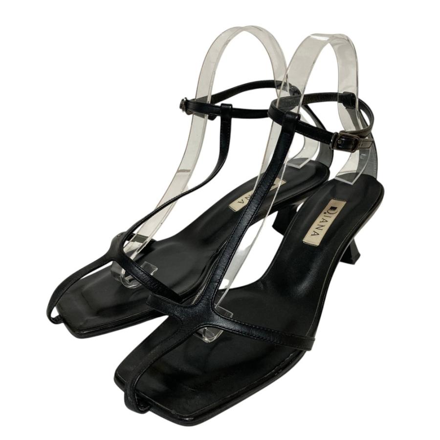 DIANA（ダイアナ） 美品 アンクルストラップ サンダル 24.5 ブラック