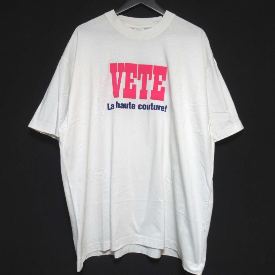 VETEMENTS 美品 23SS ヴェトモン ダメージ加工 両面プリント クルー 