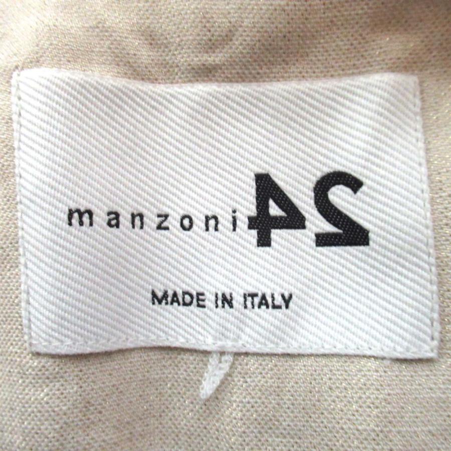 美品 24SS manzoni24 マンゾーニ24 オープンフロント リネン ノーカラーコート 24PM434 I48サイズ ベージュ レディース 古着 中古 USED 美品 24SS manzoni24 マンゾーニ24 オープンフロント リネン ノー