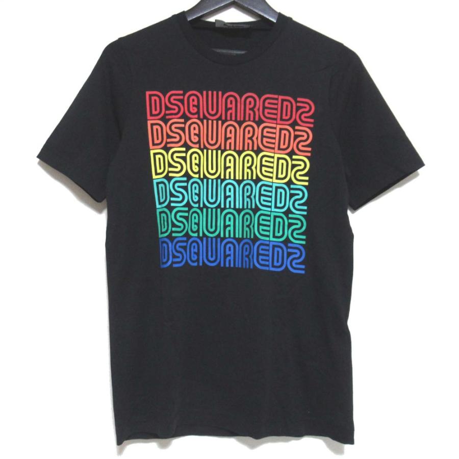 美品 DSQUARED2 ディースクエアード RENNY FIT レターロゴプリント ショートスリーブ 半袖 Tシャツ カットソー S ブラック レディース 古着 中古 USED DSQUARED2（ディースクエアード） 美品 RENNY FIT レターロゴプリント