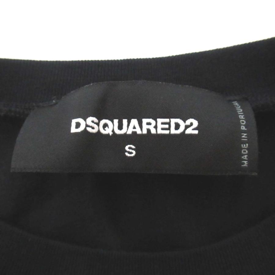 美品 DSQUARED2 ディースクエアード RENNY FIT レターロゴプリント ショートスリーブ 半袖 Tシャツ カットソー S ブラック レディース 古着 中古 USED DSQUARED2 - 美品 DSQUARED2 ディースクエアード RENNY FIT レターロゴ