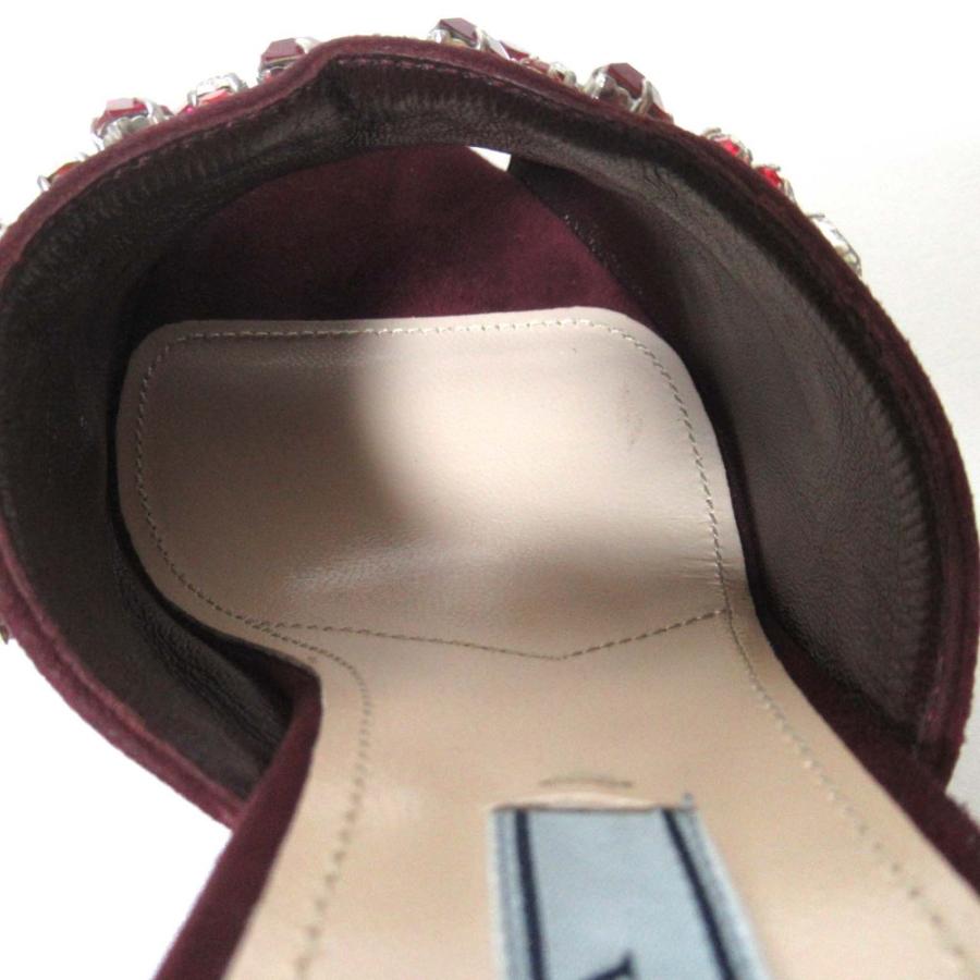 PRADA 未使用 プラダ スエードレザー ビジュー ハイヒール