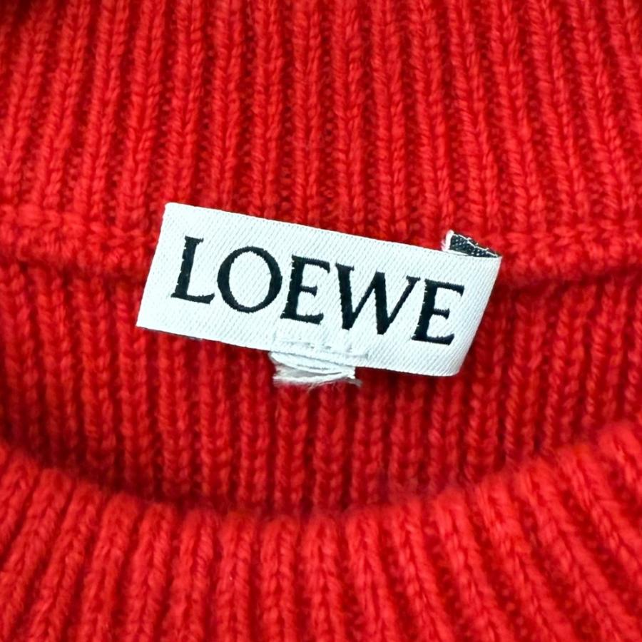 【値下げ】LOEWE ロエベ ウール ケーブルニット クロップド丈 アナグラム ラバー ワッペン付き ニット S359Y14KFL XS ウール  レディース【中古】 ☆Loewe☆アナグラム クロップドセーター (ウール) (LOEWE/ニット