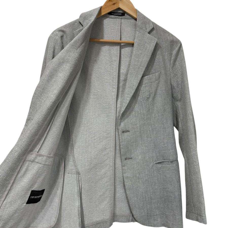 【未使用品】EMPORIO ARMANI サッカー生地ジャケット(44) EMPORIO ARMANI 美品 エンポリオアルマーニ シアサッカー シングル
