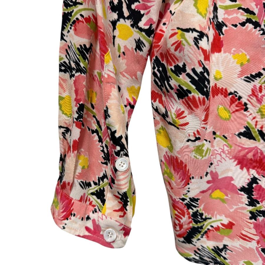 美品 ステラマッカートニー シルク100% 長袖シャツ ピンク バンドカラー 美品 ステラマッカートニー シルク100% 長袖シャツ ピンク