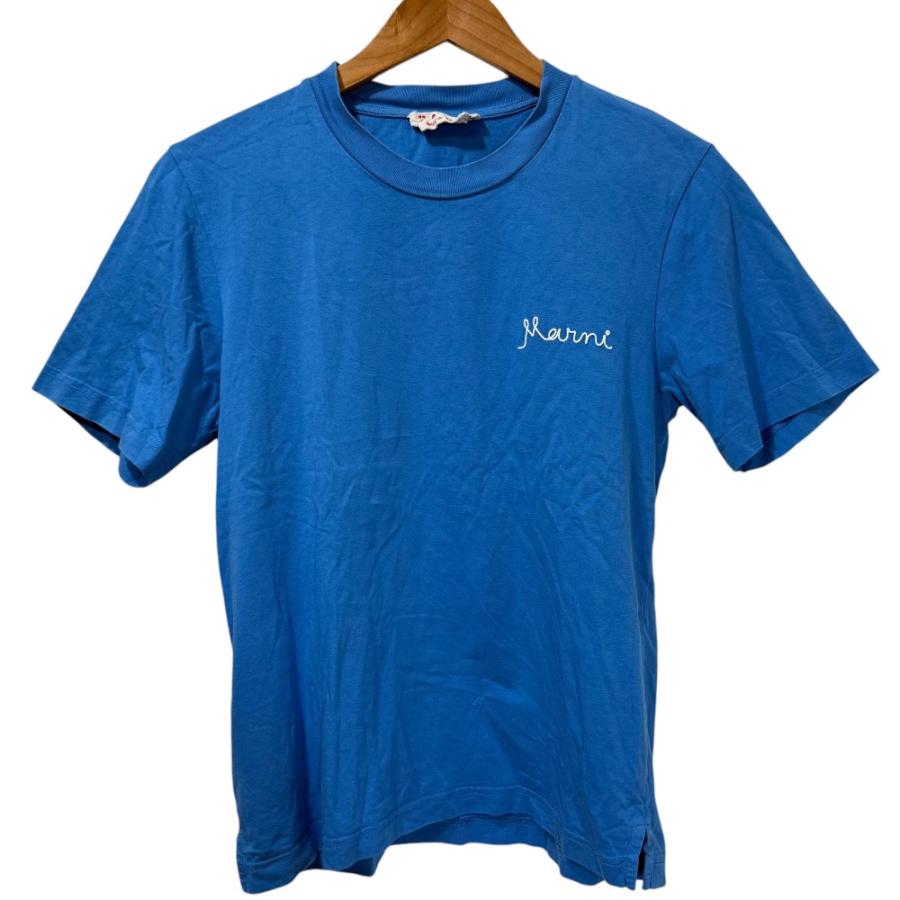 MARNI（マルニ） 美品 21SS MARNI 半袖 クルーネック ロゴ刺繍 Tシャツ