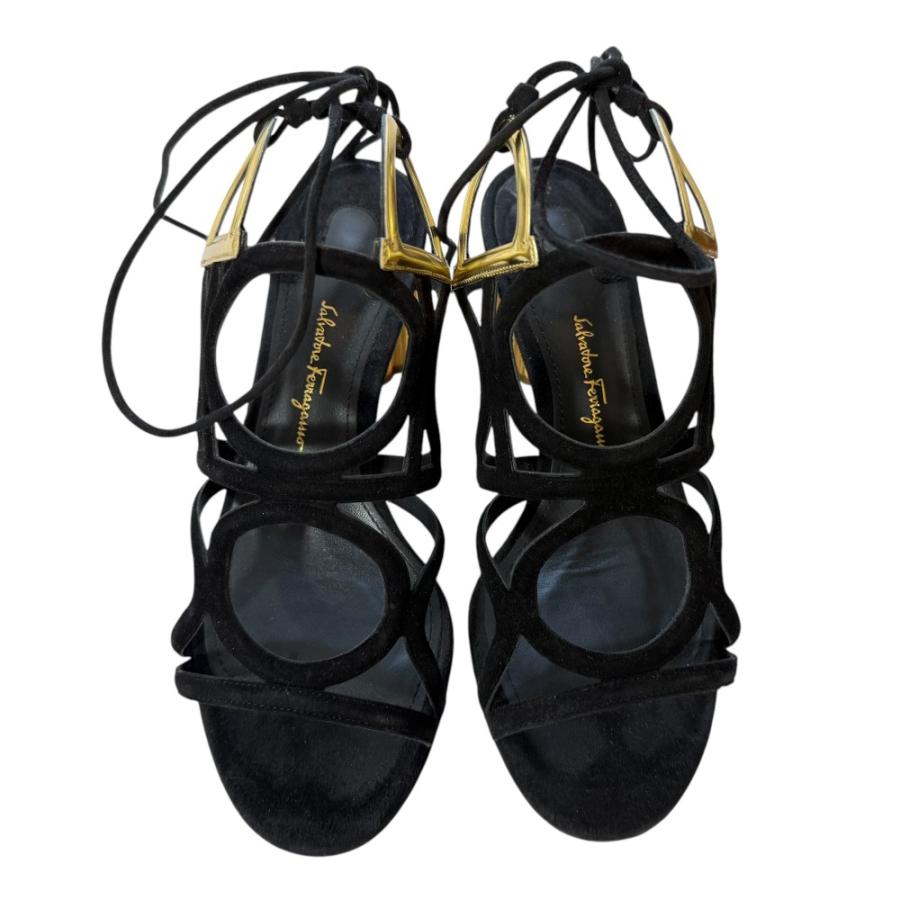 極美品】サルヴァトーレフェラガモ ガンチーニ サンダル ブラック 22.5