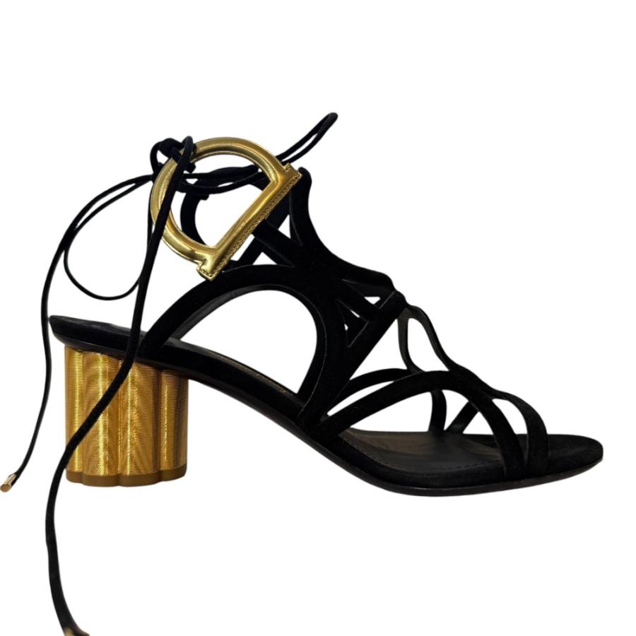 極 美品サルヴァトーレフェラガモ　ガンチーニ　フラットパンプス　黒　22cm 極美品】サルヴァトーレフェラガモ ガンチーニ サンダル ブラック 22.5