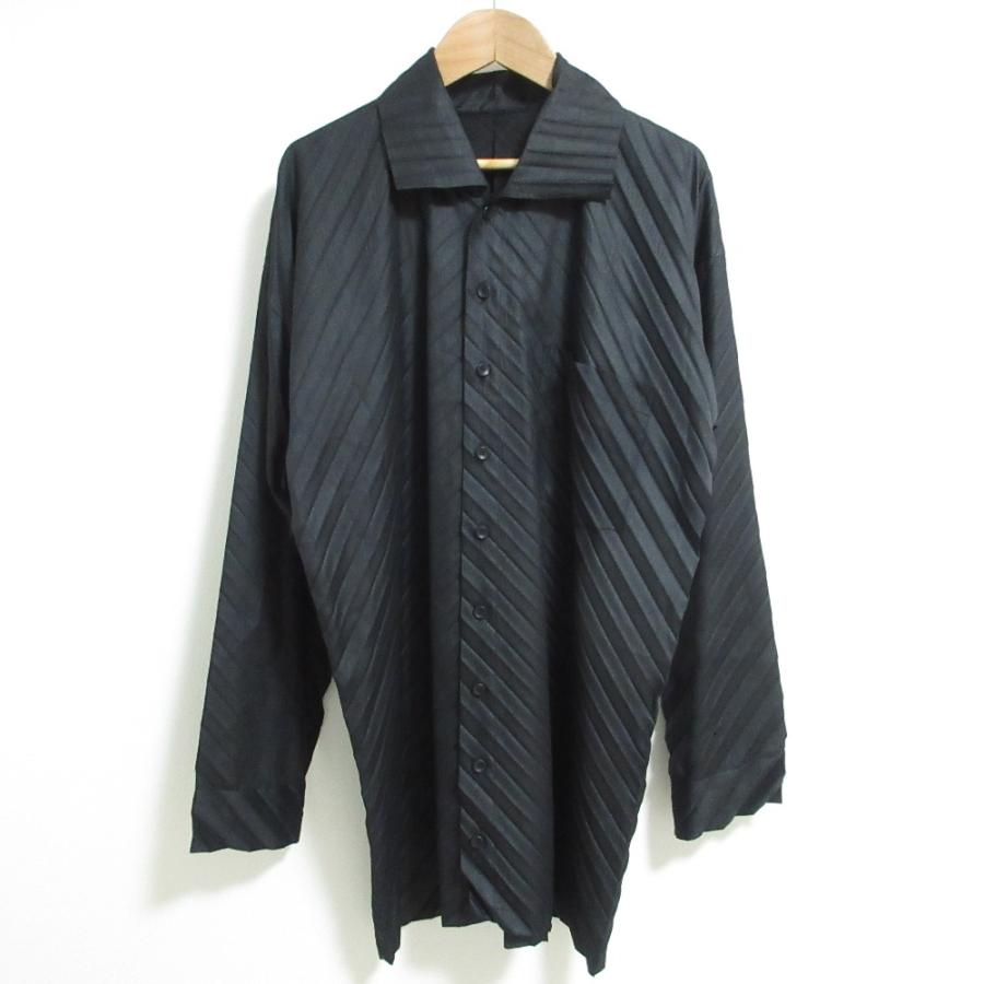 良品 ISSEI MIYAKE イッセイミヤケ ロングスリーブ プリーツシャツ L ブラック レディース 古着 中古 USED ISSEY MIYAKE（イッセイミヤケ） 良品 ISSEI MIYAKE ロングスリーブ