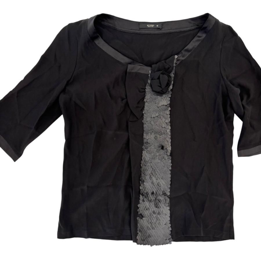 ETRO 美品 エトロ シルク100％ ハーフスリーブ スパンコール